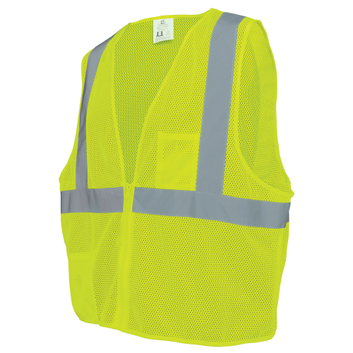 Left side view of Global Glove GLO-001 FrogWear? Class 2 Type R high-visibility mesh safety vest