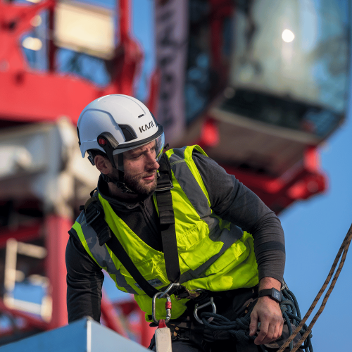 KASK Zenith X2 Type II Class E safety helmet worn on construction site