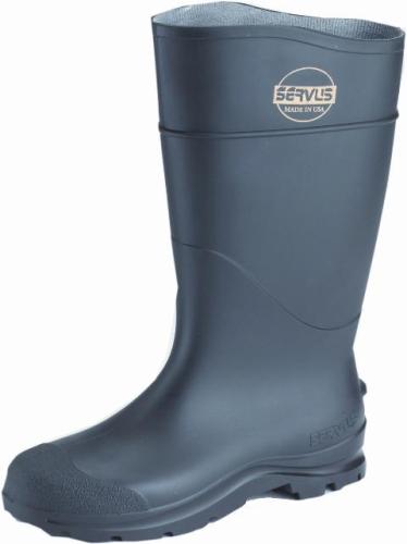 16 BLACK RUBBER KNEE BOOT^ PVC W/STEEL T