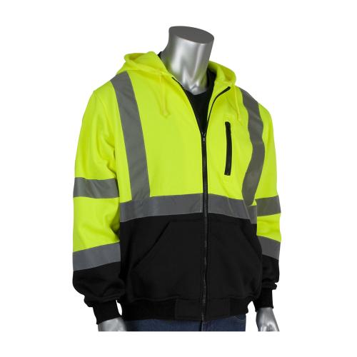 PIP 323-1370B Type R Class 3 Hi-Vis Full-Zip Hooded Sweatshirt