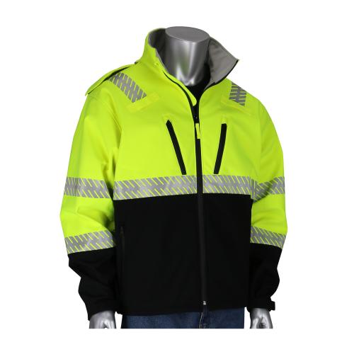2X - PIP 333-1550 Type R Class 3 Ripstop Softshell Hi-Vis Jacket - 333-1550-LY/2X
