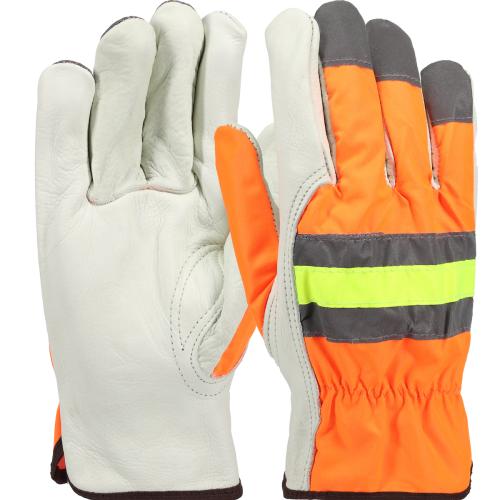 PIP HVO990K Hi-Vis Cowhide Leather Driver Gloves – Reflective Accents