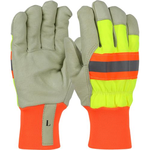 PIP HVY1555 Thinsulate™ Lined Hi-Vis Pigskin Leather Palm Gloves 
