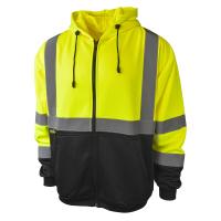 MD - Radians® SJ01B-3 Type R Class 3 Color Blocked Zip-Up Sweatshirt - Hi-Vis Green
