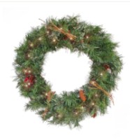 24" Pine Wreath with Lights