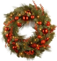 24" Christmas Ornaments Wreath with Lights