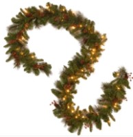 9' Spruce Garland with Warm White Lights