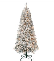 6' Flocked Tree- Clear Lights