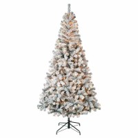 7.5' Flocked Tree - Clear Lights