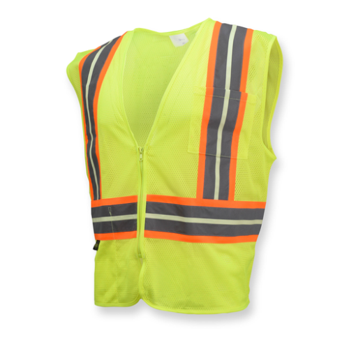 SV22GL-2 Economy Type R Class 2 Safety Glow-in-the-Dark Vest with Two-Tone Trim - Green