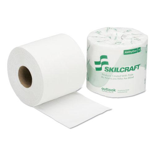 SKILCRAFT® 2Ply Facial Quality Toilet Tissue Paper - 2 Ply - 4" Width x 4" Length - 550 Sheets/Roll - White - Fiber - 40 Roll