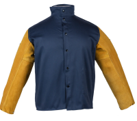 Trust Protection 5400 Premium Medium Weight FR Navy Blue 30" Jacket W/Leather Sleeves