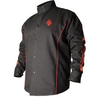 Black Stallion BSX® Contoured FR Cotton Welding Jacket, Black with Red Flames