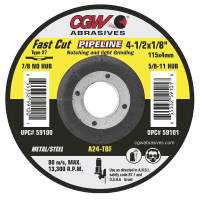 CGW Fast Cut 1/8” (.160) Pipeline Grinding Wheels