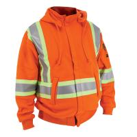 Black Stallion JF1332-OR 12 oz. AR/FR Cotton Full-Zip Hooded Sweatshirt, Safety Orange