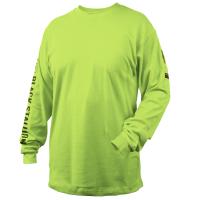 Black Stallion TF2510-LM NFPA 2112 & NFPA70E 7 oz. FR Cotton Knit Long-Sleeve T-Shirt, Safety Lime