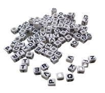 1/4 SQUARE BEADS W/ BLACK LETT