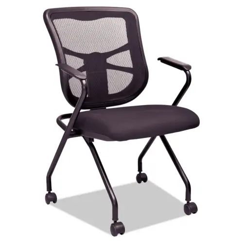 Walker's WorkPlace Mesh Nesting Chairs with Padded Arms, Supports Up to 275 lb - Black - 2/ct