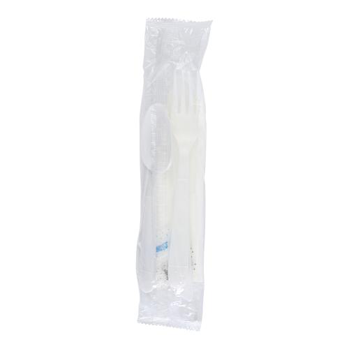 Empress Heavy Weight Cutlery Kit PP Knife/Fork/TS/S&P/Napkin White 250 / cs