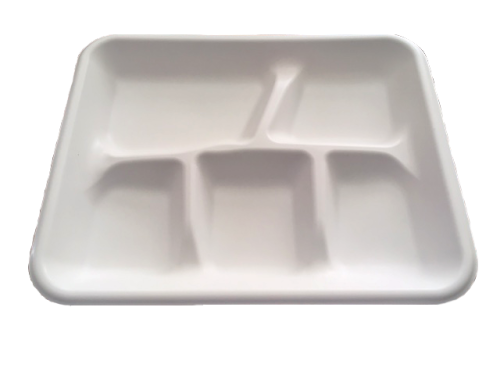 Empress Earth 5 Compartment PP School Tray Mineral Filled Poly White 4 / 125 cs