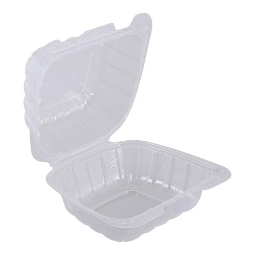 Empress PP Hinged Container Vented Clear 6" x 6" 1 Compartment 2 / 150 cs