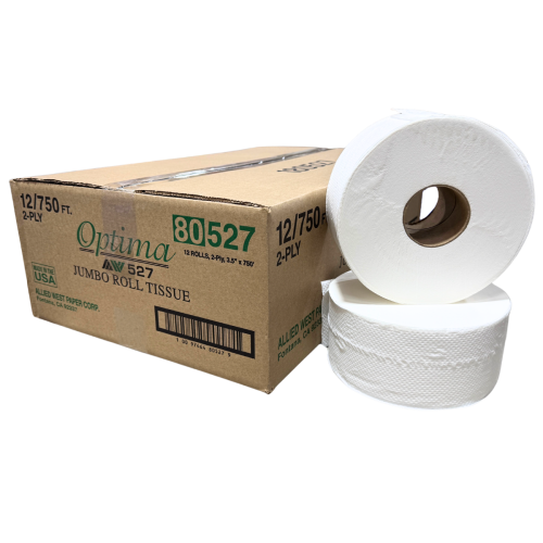 Allied West "Optima" Jumbo Roll Bath Tissue - 2ply - 3.5" x 750'