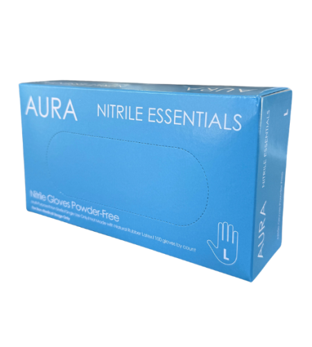 Workplace Powder Free Nitrile Gloves - Blue - Large - 100/bx