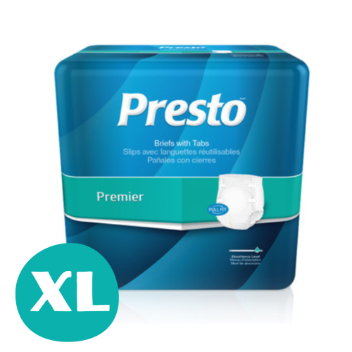 Presto Premier Briefs with Tabs, Moderate Absorbency - X Large - 1/cs 60/ea