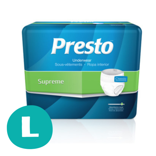 Presto Supreme Classic Protective Pull-Up Underwear, Maximum Absorbency - Large - 1/cs 72/ea