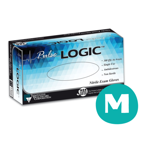 Pulse Logic Nitrile PF Exam Glove - Medium - 300/bx