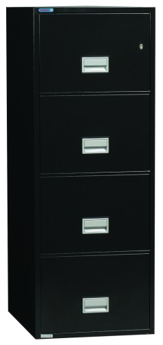 Vertical 25 inch 4-Drawer Legal Fire and Water Resistant File Cabinet - Black