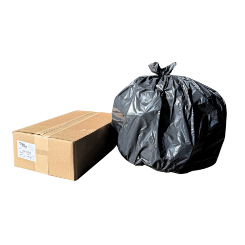 WorkPlace Plastic 33x39 2.0mil 200/CS Black Rolls - LDPE Can Liners / Trash Bags