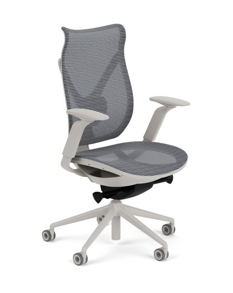 VIA Onda Mid Back Task Chair - Grey w/Silver Mesh