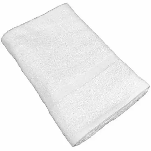 Hospeco Optically Bright White Cam Border Bath Towels - 10dz/bale