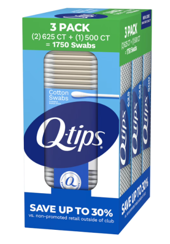 Q-tips Cotton Swabs, 1750 ct., 3 pk.