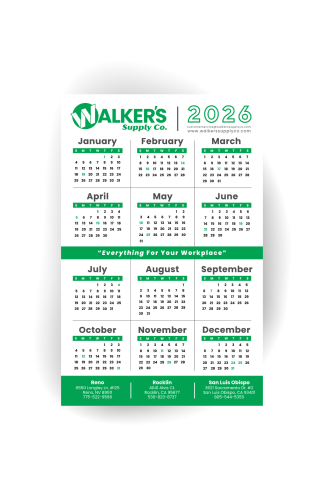 Walker's 2026 Small Wall Calendar - 5.5x8.5 *FREE*