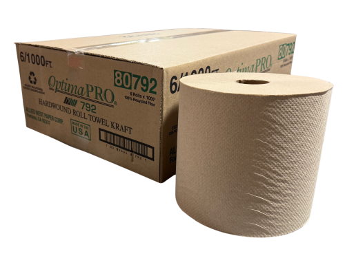 Allied West Optima Hardwound Roll Towel - Kraft - 7.25"x1000' - 6/cs