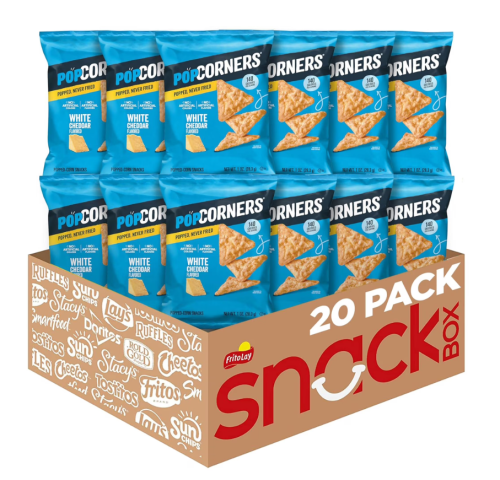 PopCorners Popped Corn Snacks, White Cheddar, 1 Ounce (pack of 20)