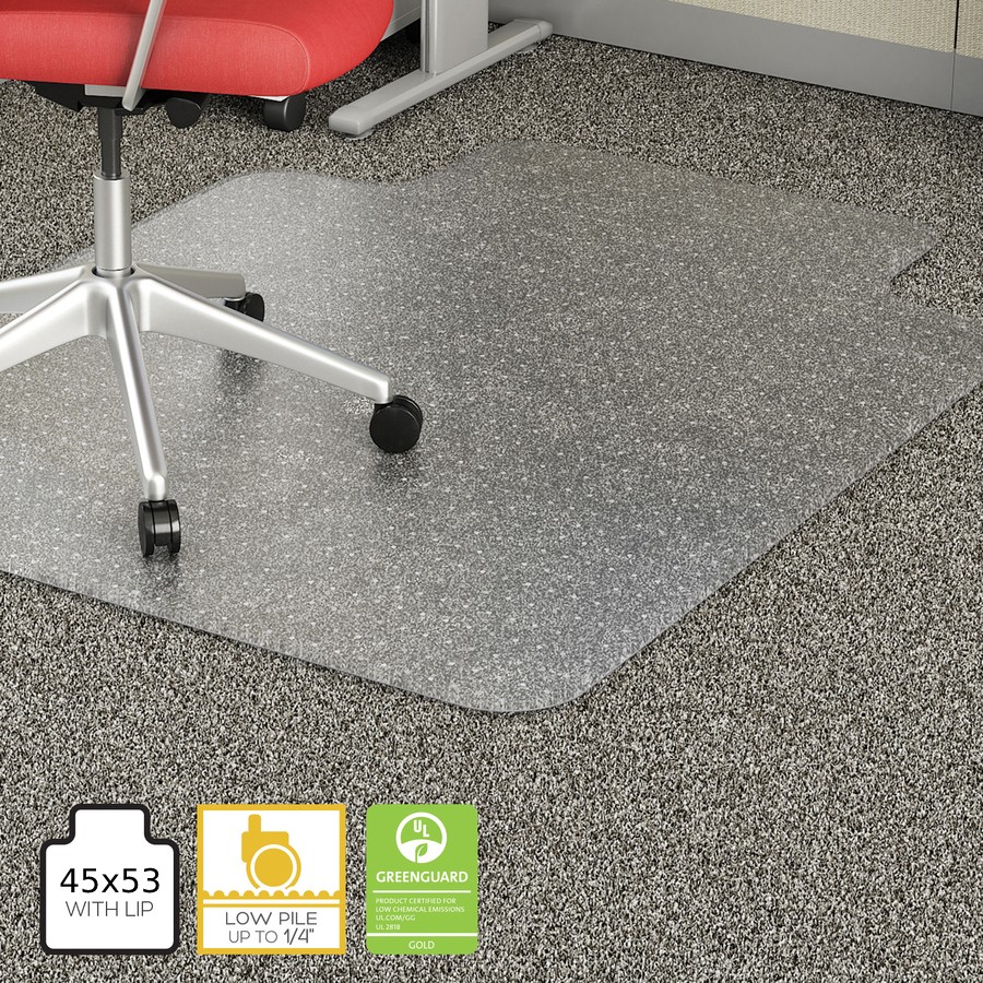Deflecto EconoMat 45" x 53" Clear Vinyl, Low Pile, Carpet Lipped