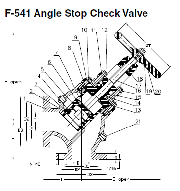 Stockham Series F-541 Non-Return Angle Globe Valves