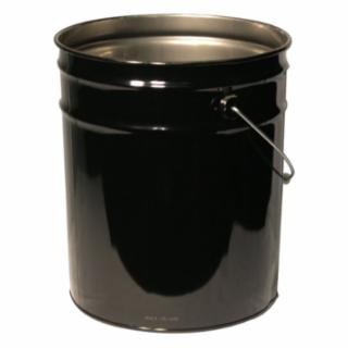 Unlined Open Head Steel Pail, 5 gal, Steel, Black