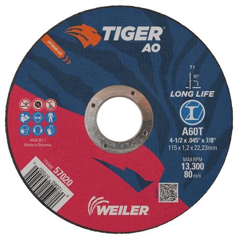 4-1/2" x .045" TIGER AO Type 1 Cut-Off Wheel, A60T, 7/8" A.H.