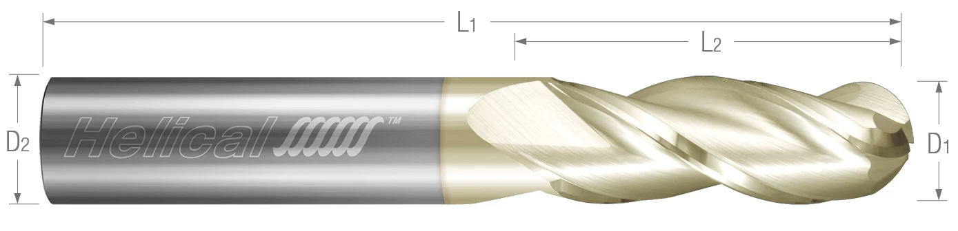 3 Flute - Ball - 35° Helix End Mills for Aluminum