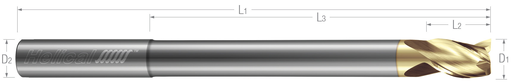 3 Flute, Square - 35° Helix, Reduced Neck End Mills for Aluminum Alloys & Non-Ferrous Materials