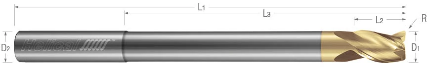 3 Flute - Corner Radius - 35° Helix - Reduced Neck End Mills for Aluminum