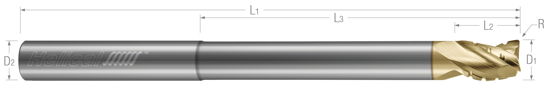 3 Flute - Corner Radius - 35° Helix - Variable Pitch - Chipbreaker Rougher - Reduced Neck End Mills for Aluminum Alloys & Non-Ferrous Materials