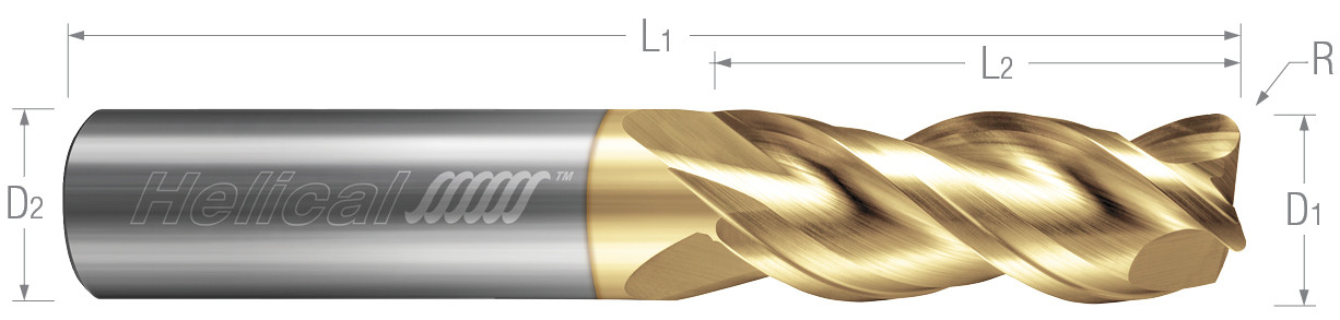 3 Flute, Corner Radius - 40° Helix, Variable Pitch End Mills for Aluminum Alloys & Non-Ferrous Materials
