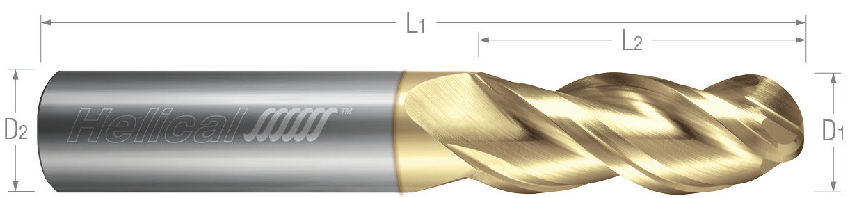 3 Flute, Ball - 40° Helix, Variable Pitch End Mills for Aluminum Alloys & Non-Ferrous Materials