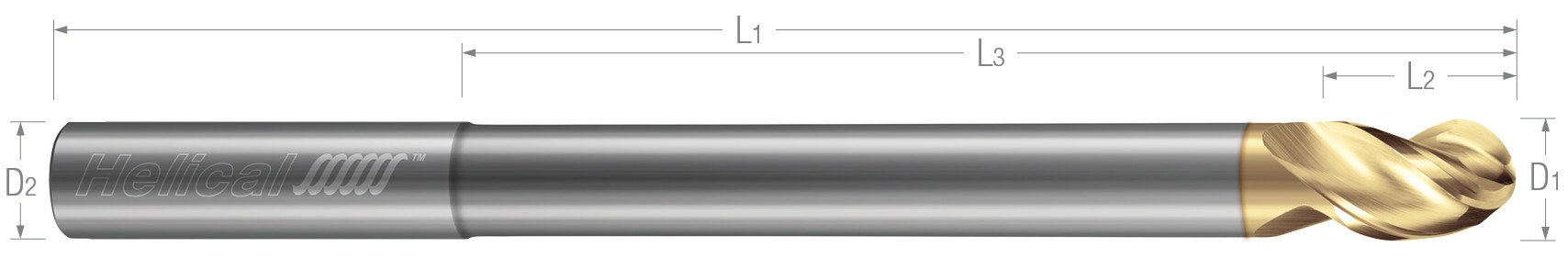 3 Flute, Ball - 40° Helix, Variable Pitch, Reduced Neck End Mills for Aluminum Alloys & Non-Ferrous Materials