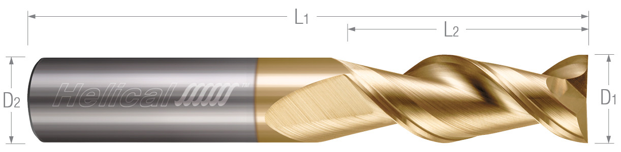 2 Flute, Square - 45° Helix End Mills for Aluminum Alloys & Non-Ferrous Materials
